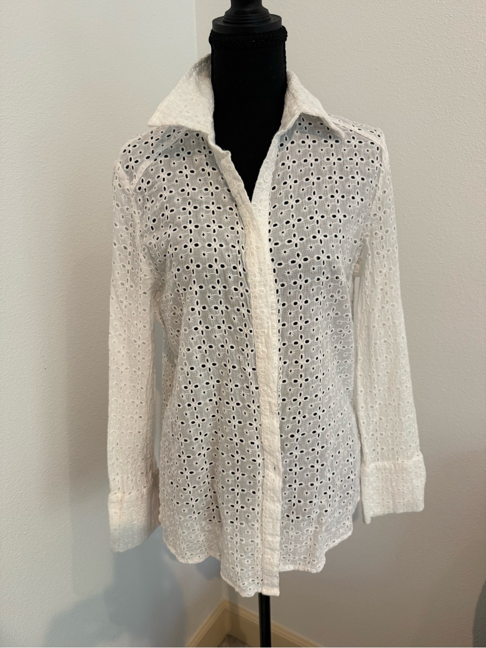 Vici White Eyelet Button-Down Shirt